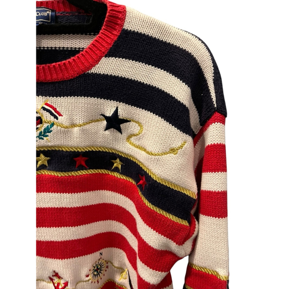 Vintage Charter Club Nautical Sailor Crew Neck Sweater Size Small Boating Stripe - Picture 3 of 7